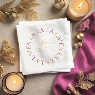 Serviette En Papier Magenta Gold Christmas Fa La La ID1009