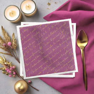 Serviette En Papier Magenta Gold Typographie Motif36 ID1009