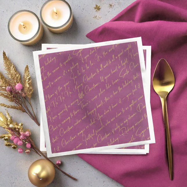 Serviette En Papier Magenta Gold Typographie Motif36 ID1009 (Créateur téléchargé)