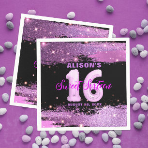 Serviette En Papier Magenta Modern Glam Sweet sixteen anniversaire