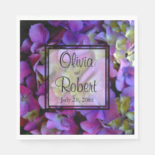 Serviette En Papier Magenta Purple bleu jaune Hydrangeas fleurs