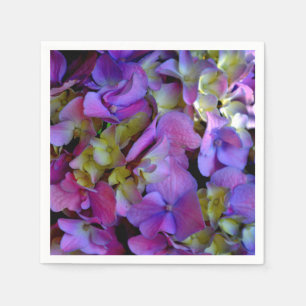 Serviette En Papier Magenta Purple bleu jaune Hydrangeas fleurs