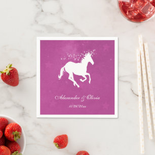 Serviette En Papier Magenta Unicorn Fête des mariées Napkin
