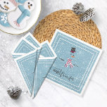 Serviette En Papier Magic and Wonder Christmas Snowman Blue ID440<br><div class="desc">Belle serviette en papier de Noël avec un bonhomme de neige stylisé encadré en blanc sur un arrière - plan bleu cadet parsemé de flocons de neige et d'étoiles. Une élégante typographie tendance de "Magic and Wonder" complète le design. Ajoutez votre nom pour personnaliser si vous le souhaitez. Recherchez ID440...</div>