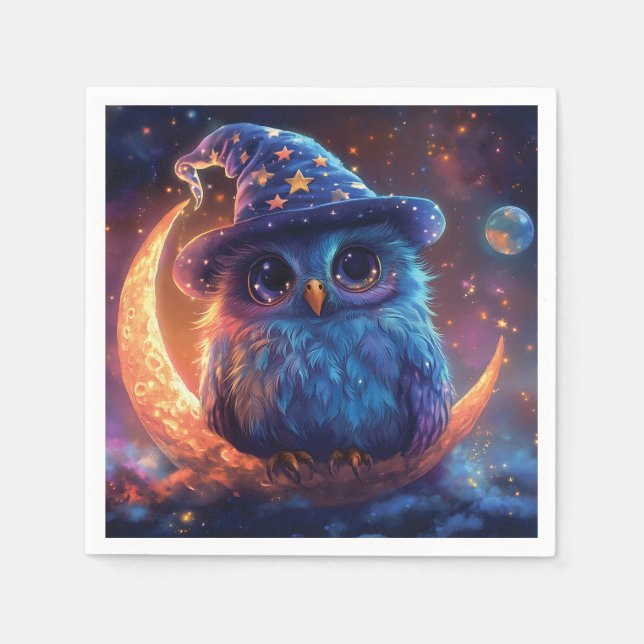 Serviette En Papier Magic Owl Wizard on the Moon : Magical Imaginaire  (Devant)