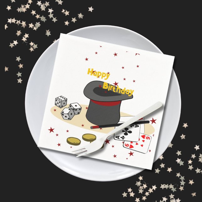 Serviette En Papier Magic Show Joyeuse fête des enfants d'anniversaire (Magic Show Happy Birthday Kids Party Napkins)