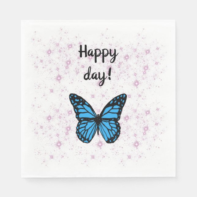 Serviette En Papier Magical blue butterfly pink glitter art (Devant)