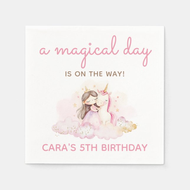Serviette En Papier Magical Day Unicorn Birthday Party  (Devant)