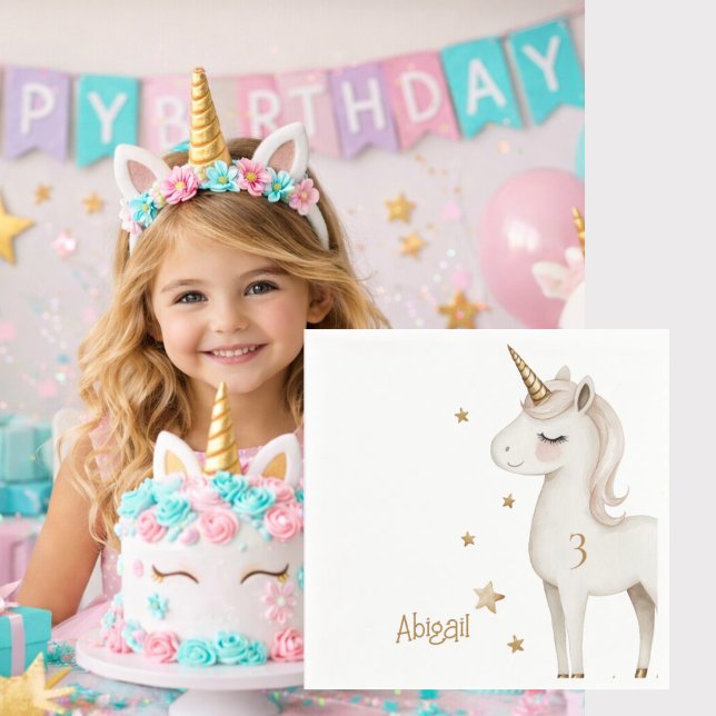 Serviette En Papier Magical Day Unicorn Girl Birthday Party Cocktail (Créateur téléchargé)