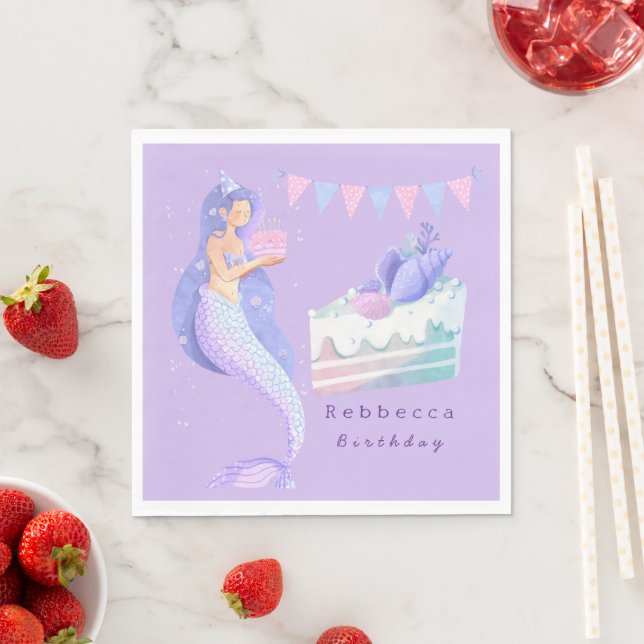 Serviette En Papier Magical Mermaid Under the Sea Kids Birthday (En situation)
