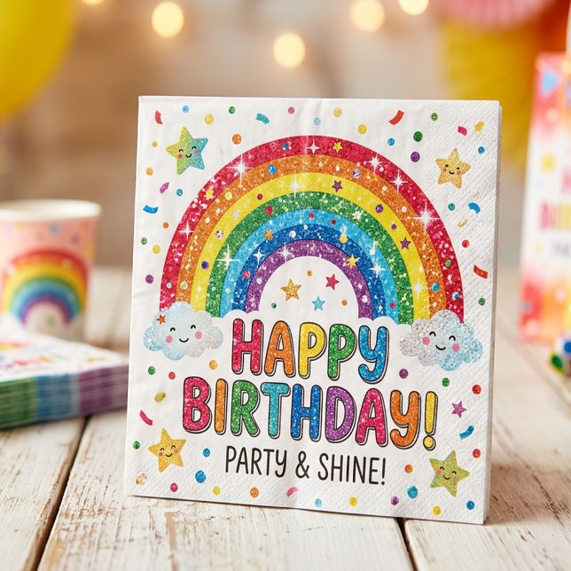 Serviette En Papier Magical Rainbow birthday party Paper Napkin (Créateur téléchargé)