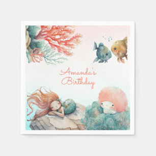 Serviette En Papier Magical Under the Sea Watercolor Fête d'anniversai