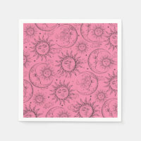 Magie Rose Vintage Céleste Soleil Lune Étoiles
