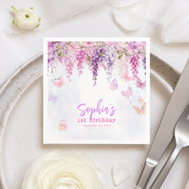 Serviette En Papier Magique Floral Wisteria Butterly Anniversaire de e (Créateur téléchargé)