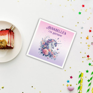 Serviette En Papier Magique Licorne Étincelle Rose Violet Fille Annive