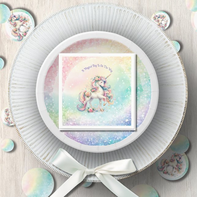 Serviette En Papier Magique Pastel Radiant Rainbow Unicorn Party (Magical Pastel Radiant Rainbow Unicorn Party Napkins)