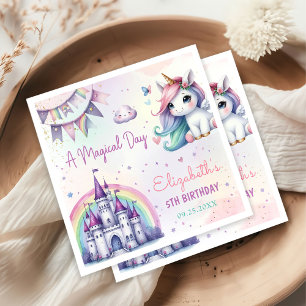 Serviette En Papier Magique Pastel Unicorn Arc-en-ciel Anniversaire