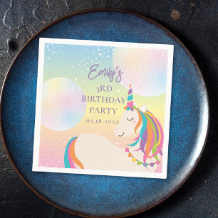 Serviette En Papier Magique Rainbow Unicorn Fille fête d'anniversaire
