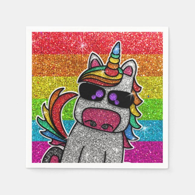 Serviette En Papier Magique Rainbow Unicorn Parties scintillant Whimsi (Devant)