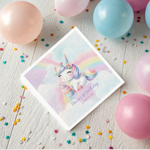 Serviette En Papier Magique Unicorn Rainbow Anniversaire Party