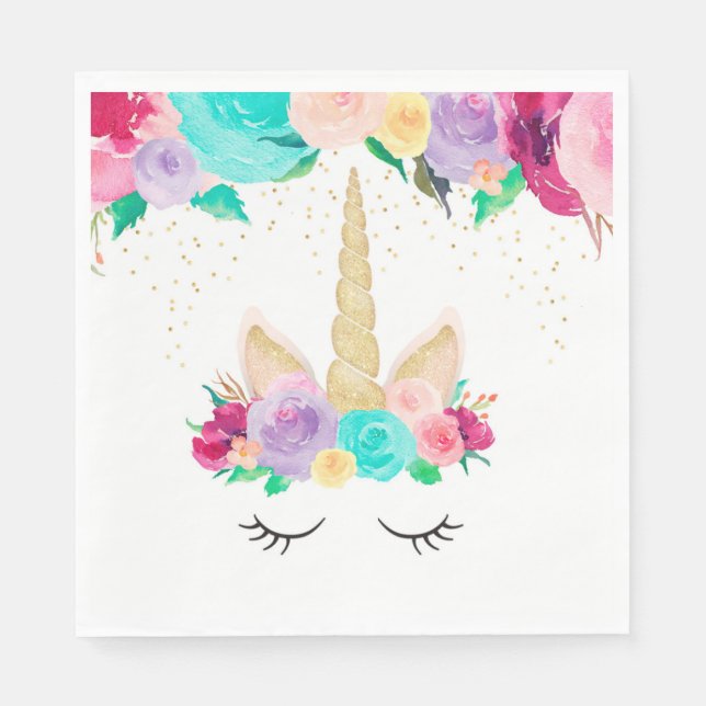 Serviette En Papier Magique Unicorne Anniversaire Baby shower de fête  (Devant)