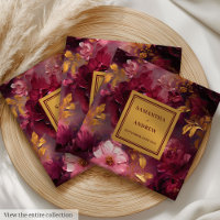 Magnifique Burgundy Gold Mariage Dîner Rose de ser
