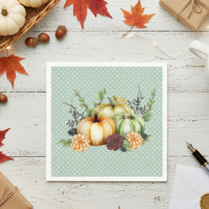 Serviette En Papier Magnifique Citrouille Automne Action de grâce Aqua