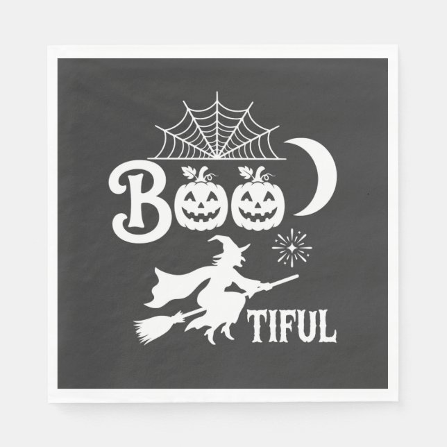 Serviette En Papier Magnifique conception de sorcière de Halloween Moo (Devant)