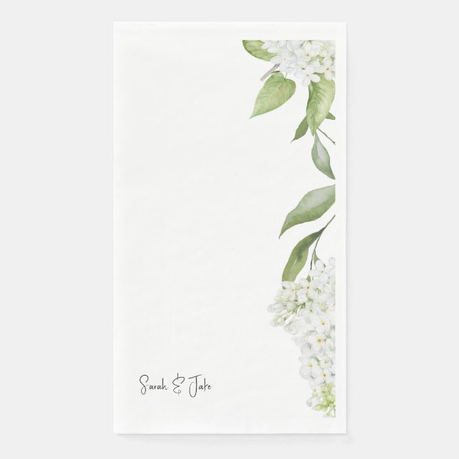 Serviette En Papier Magnifique Hydrangée Blanche Florale Mariage (Devant)