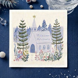 Serviette En Papier Magnifique Mariage Chrétien d'Hiver Bleu