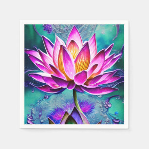 Serviette En Papier Magnifique Portrait rose Lotus Flower