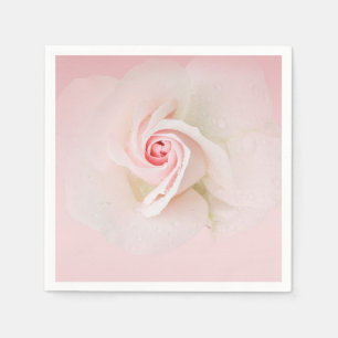 Serviette En Papier Magnifique Rose Rose Pâle Mouillée Élégante Fête d