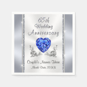 Serviette En Papier Magnifique Sapphire 65e anniversaire Mariage servi