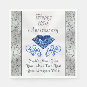 Serviette En Papier Magnifique Sapphire 65e anniversaire Mariage servi