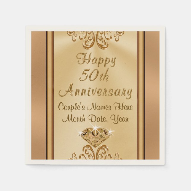 Serviette En Papier Magnifiques serviettes personnalisées du 50e anniv (Devant)