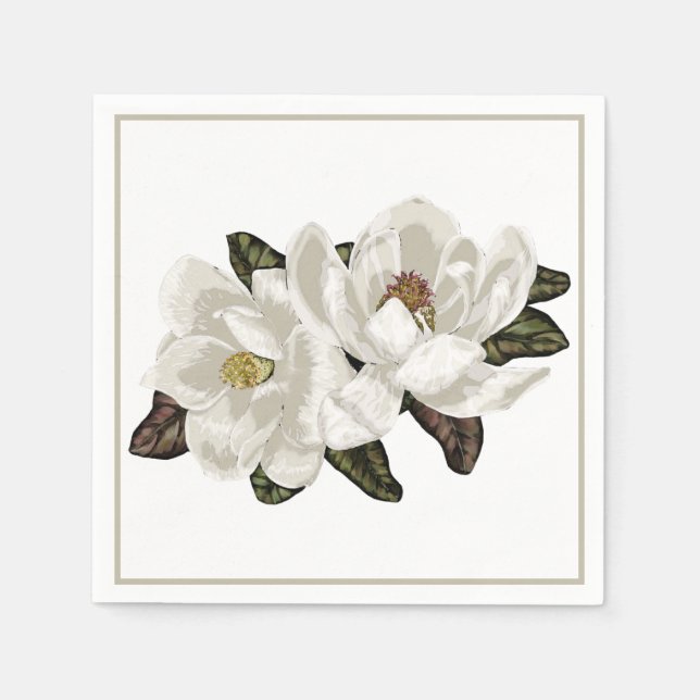 Serviette En Papier Magnolia fleurs serviettes (Devant)