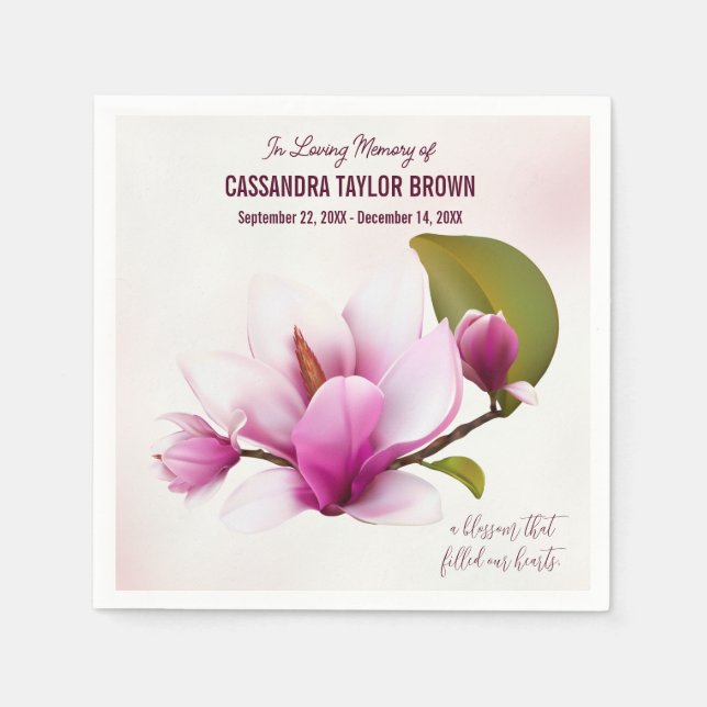 Serviette En Papier Magnolia Flower funeral Memorial (Devant)