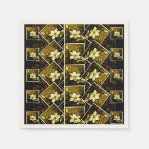 Serviette En Papier Magnolia Grandiflora Élégante Serviettes De Mashup