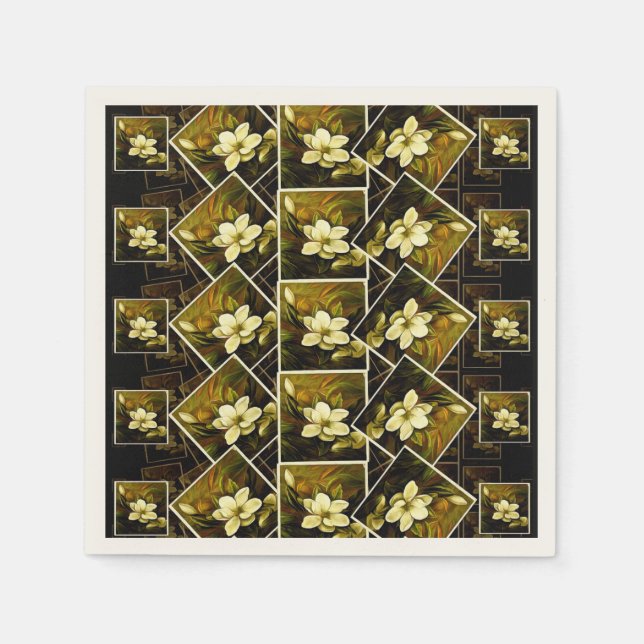 Serviette En Papier Magnolia Grandiflora Élégante Serviettes De Mashup (Devant)