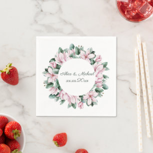 Serviette En Papier Magnolia mariage personnalisation