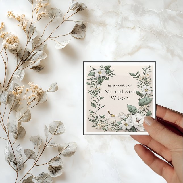 Serviette En Papier Magnolias blanc et dîner Mariage au beurre Cocktai (Créateur téléchargé)