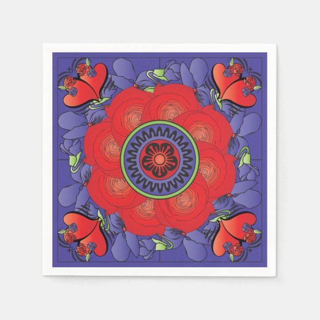 Serviette En Papier Mah Jongg Rose (Devant)