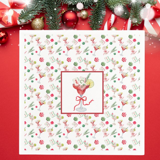 Serviette En Papier Mahjong & Cocktails Noël Grandmillentenaire (Créateur téléchargé)