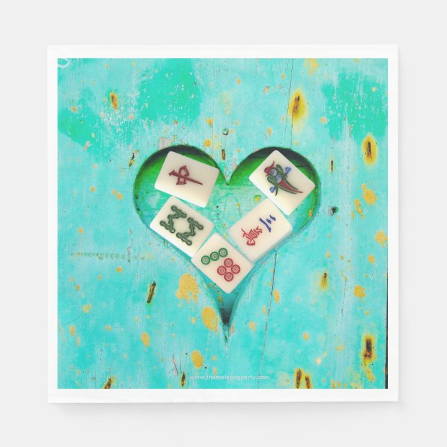 Serviette En Papier Mahjong remplit ma serviette du Coeur (Devant)