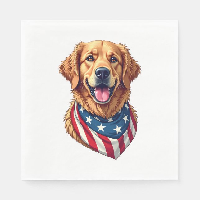 Serviette En Papier Maillot Vintage Star Spangled Golden Retriever 4 (Devant)