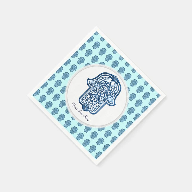 Serviette En Papier Main de henné de Hamsa (bleu) (Coin)