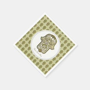 Serviette En Papier Main de henné de Hamsa (Golden)