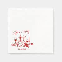 Main dessinée Élégante Design Cocktail Mariage Nap