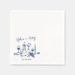 Serviette En Papier Main dessinée Élégante Design Cocktail Mariage Nap