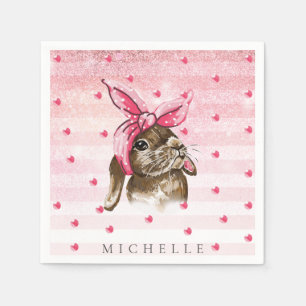 Serviette En Papier Main lapin personnalisée parties scintillant peint